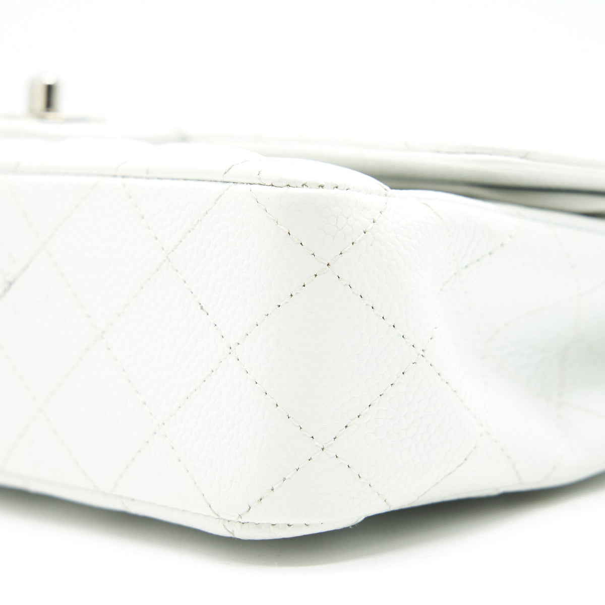CHANEL MEDIUM CLASSIC DOUBLE FLAP BAG CAVIAR WHITE SHW