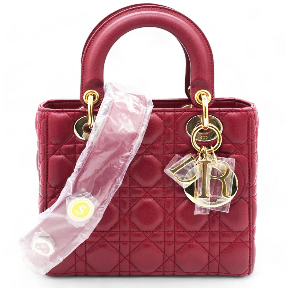 Dior Lambskin Cannage Small Lucky Badges My Lady Dior Red