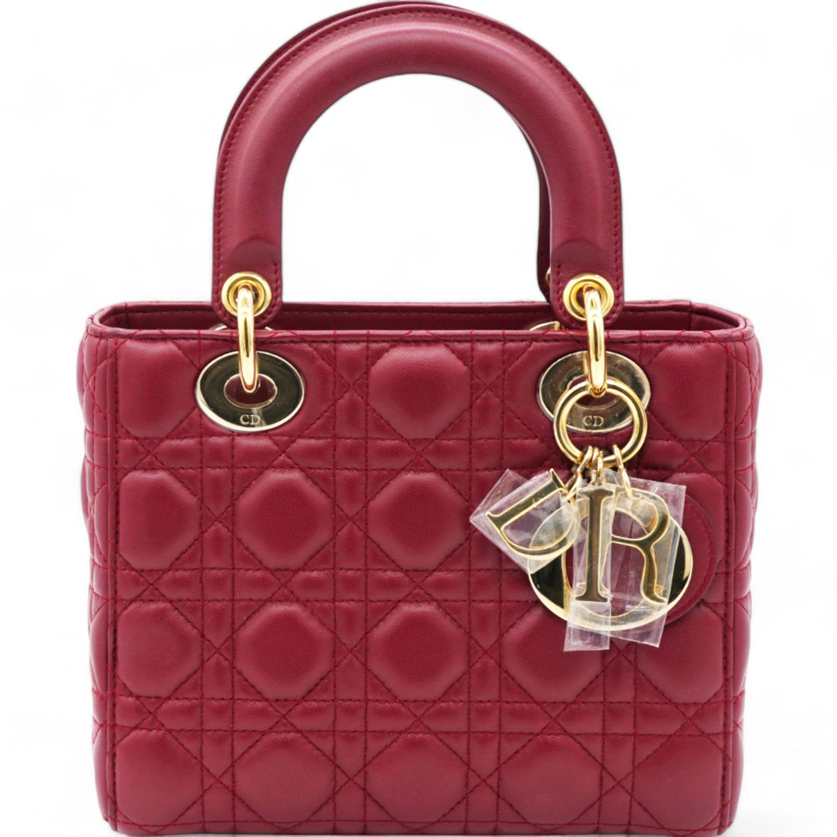 Dior Lambskin Cannage Small Lucky Badges My Lady Dior Red