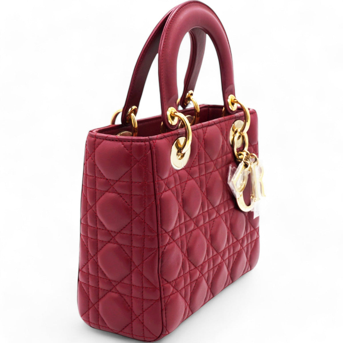 Dior Lambskin Cannage Small Lucky Badges My Lady Dior Red