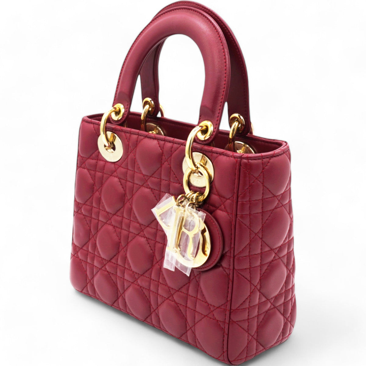 Dior Lambskin Cannage Small Lucky Badges My Lady Dior Red
