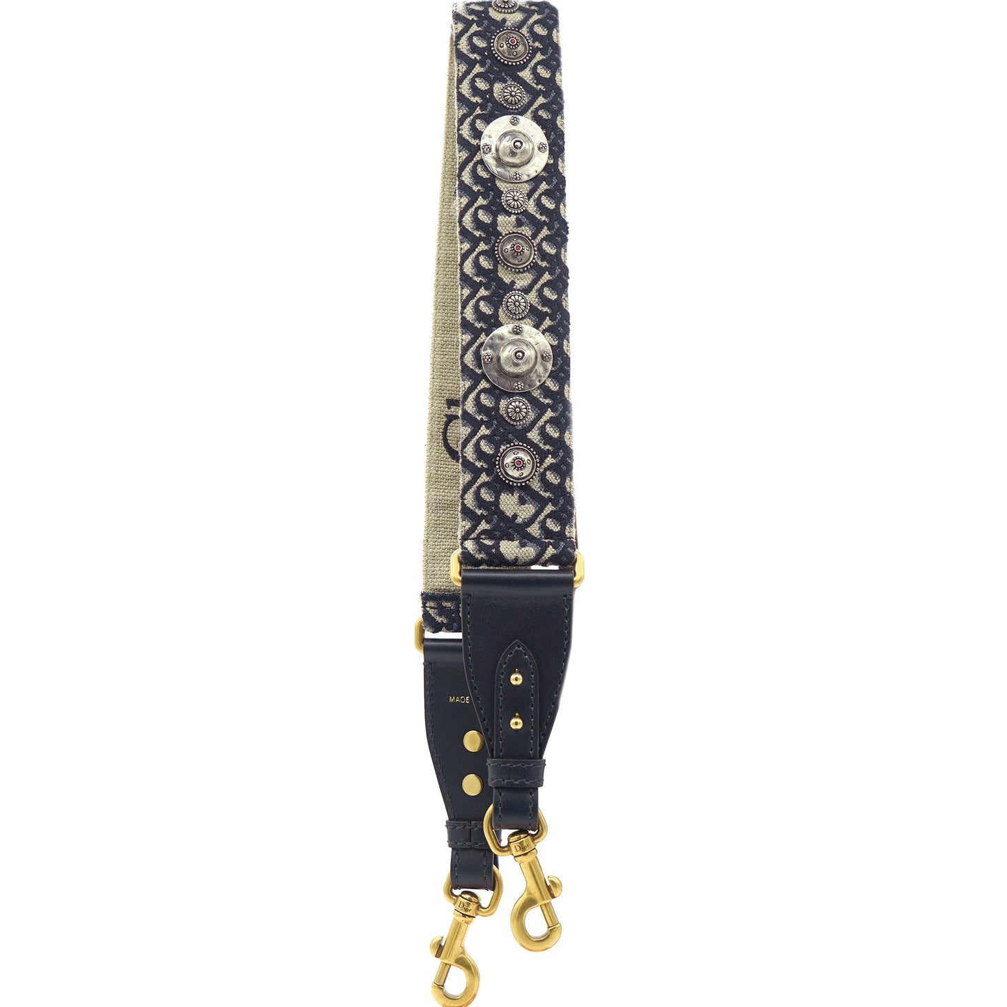 Dior Blue Studded Canvas and Leather Bohemian Inspired Shoulder Strap