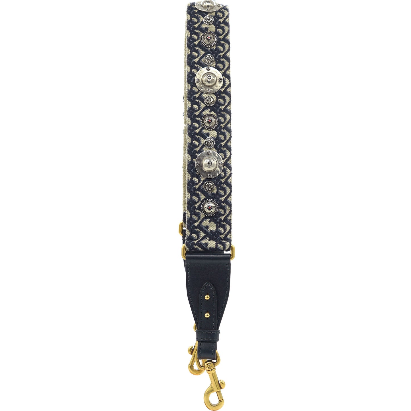 Dior Blue Studded Canvas and Leather Bohemian Inspired Shoulder Strap