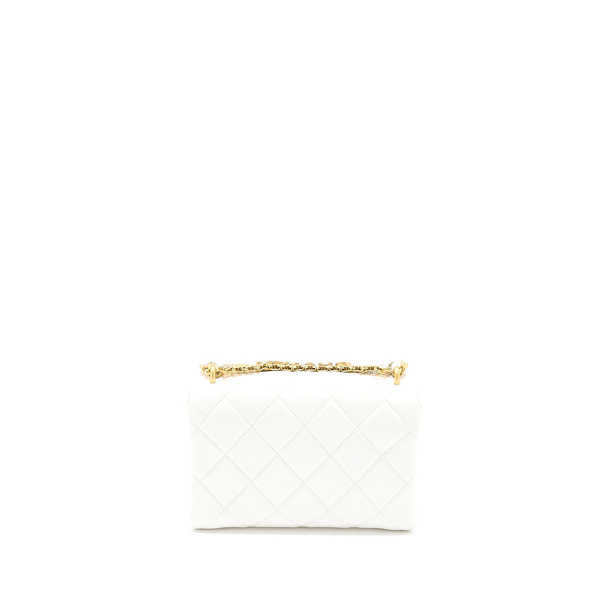 Chanel Quilted Flap Bag with Letter Chain Lambskin White GHW (Microchip)