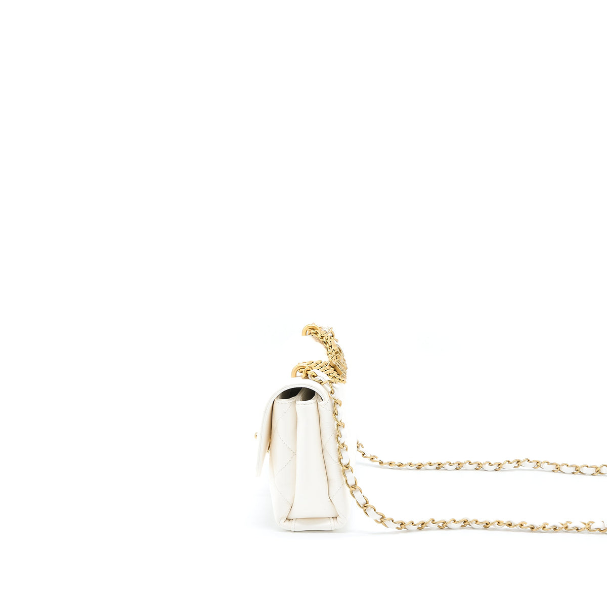 Chanel Quilted Flap Bag with Letter Chain Lambskin White GHW (Microchip)