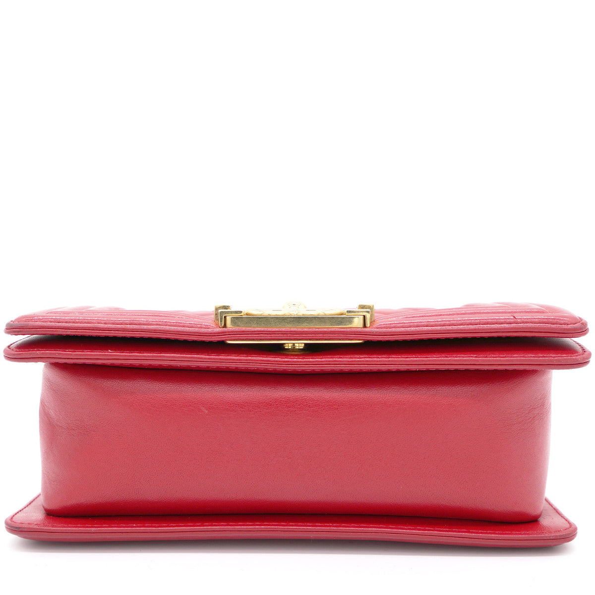 Chanel Red Quilted Lambskin Leather Small Boy Flap Bag