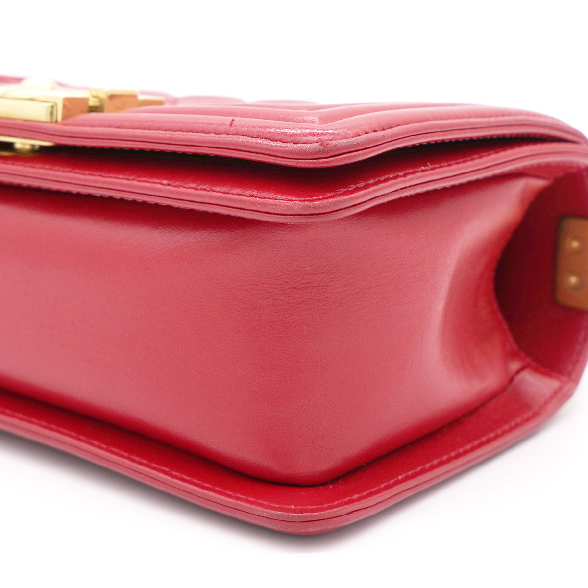 Chanel Red Quilted Lambskin Leather Small Boy Flap Bag