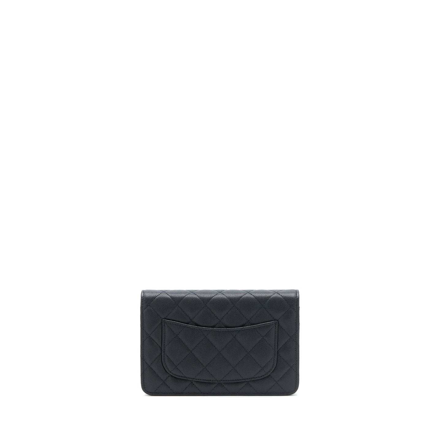 Chanel Giant CC Logo Wallet On Chain Caviar Black LGHW (Microchip)