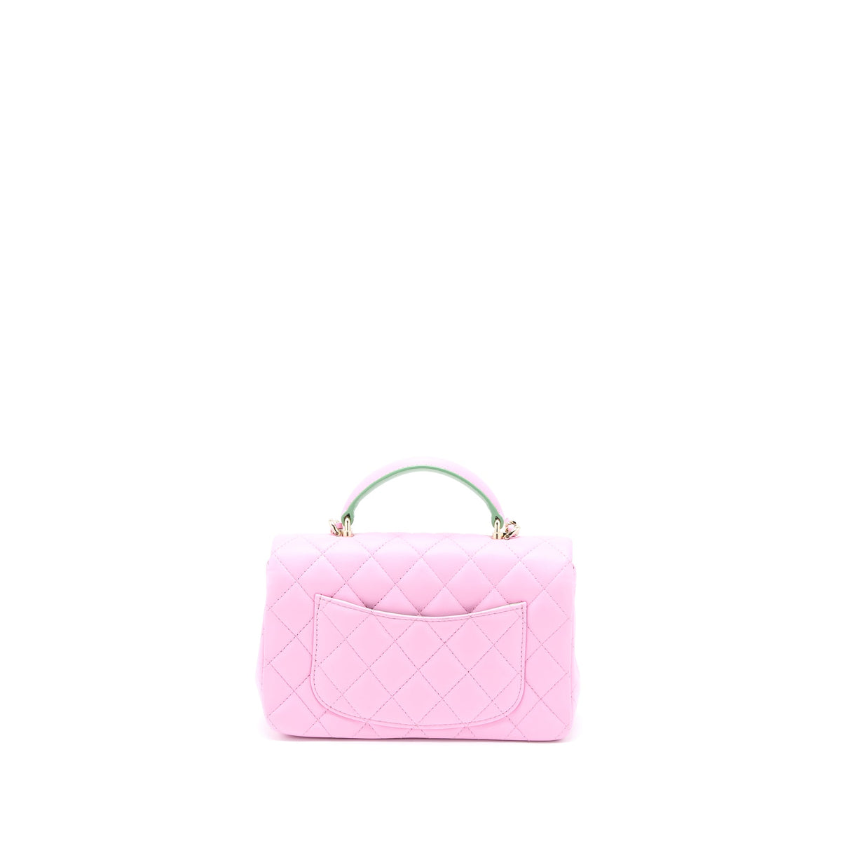 Chanel Top Handle Mini Rectangular Lambskin Pink/Light Green LGHW (Microchip)