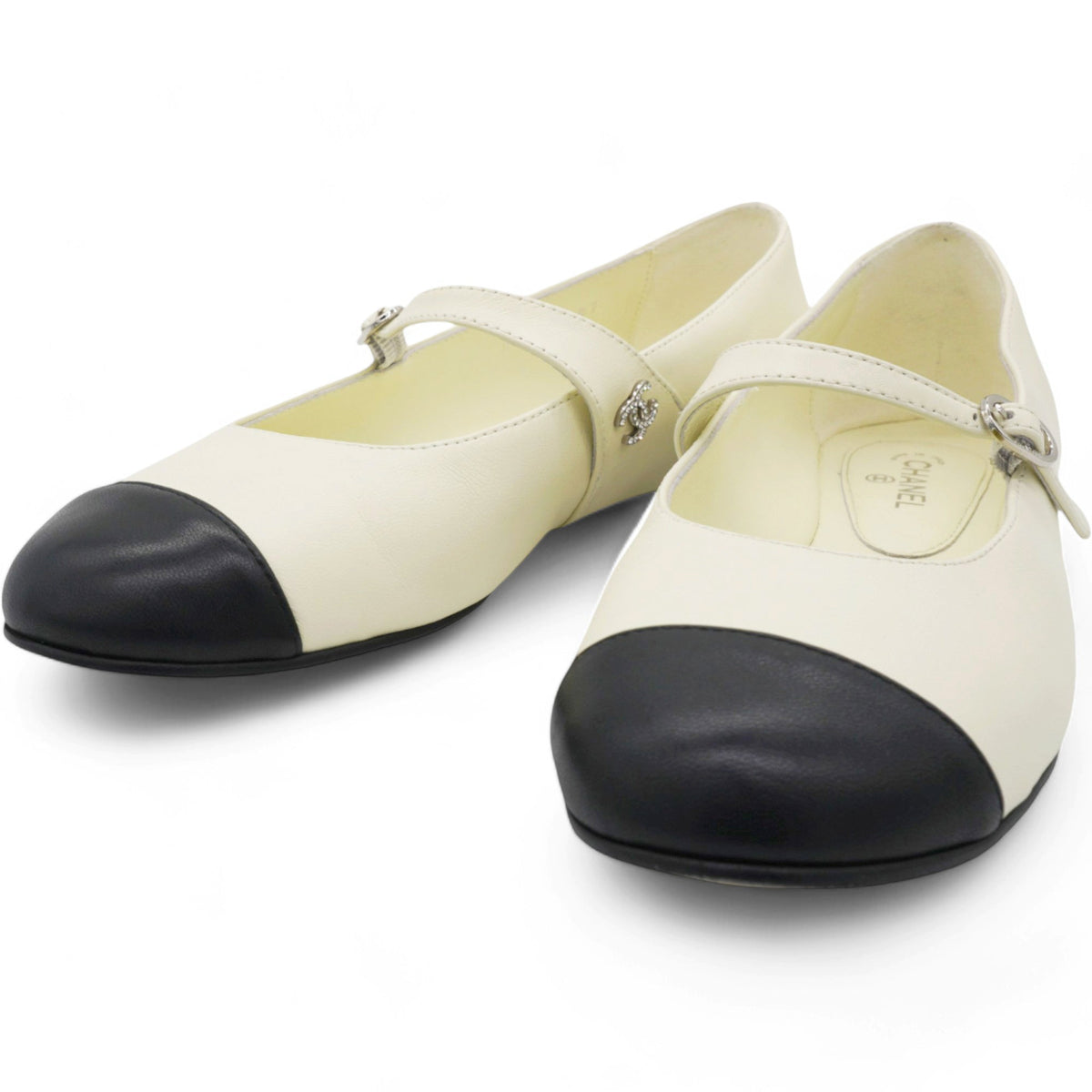 Chanel Lambskin Flats Ivory Size 38