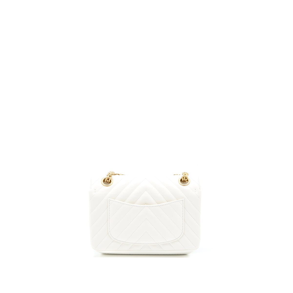 Chanel Mini 2.55 Reissue Chevron Flap Bag Aged Calfskin White Brushed GHW (Microchip)