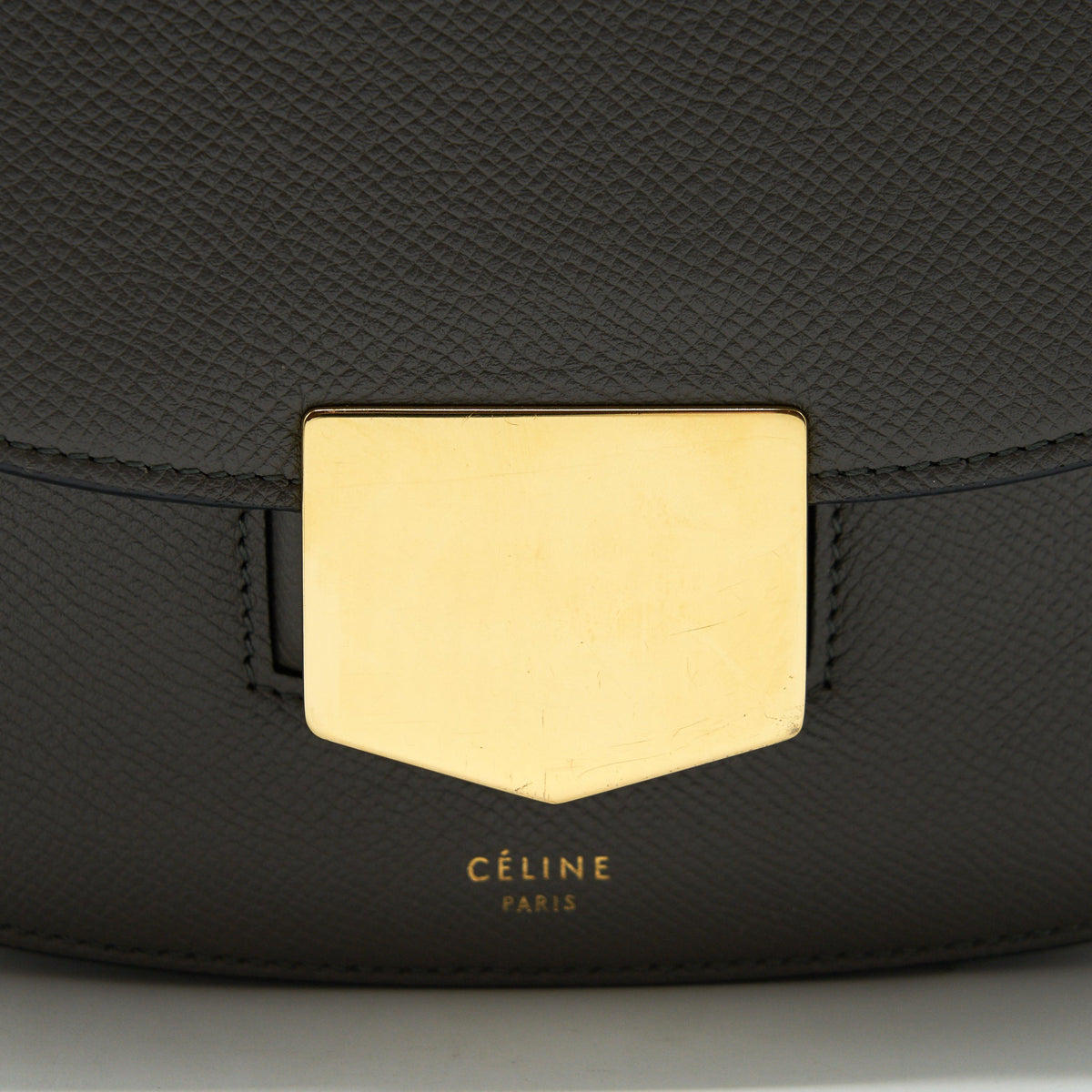 Celine Trotteur Bag Large Grained Calfskin Grey GHW