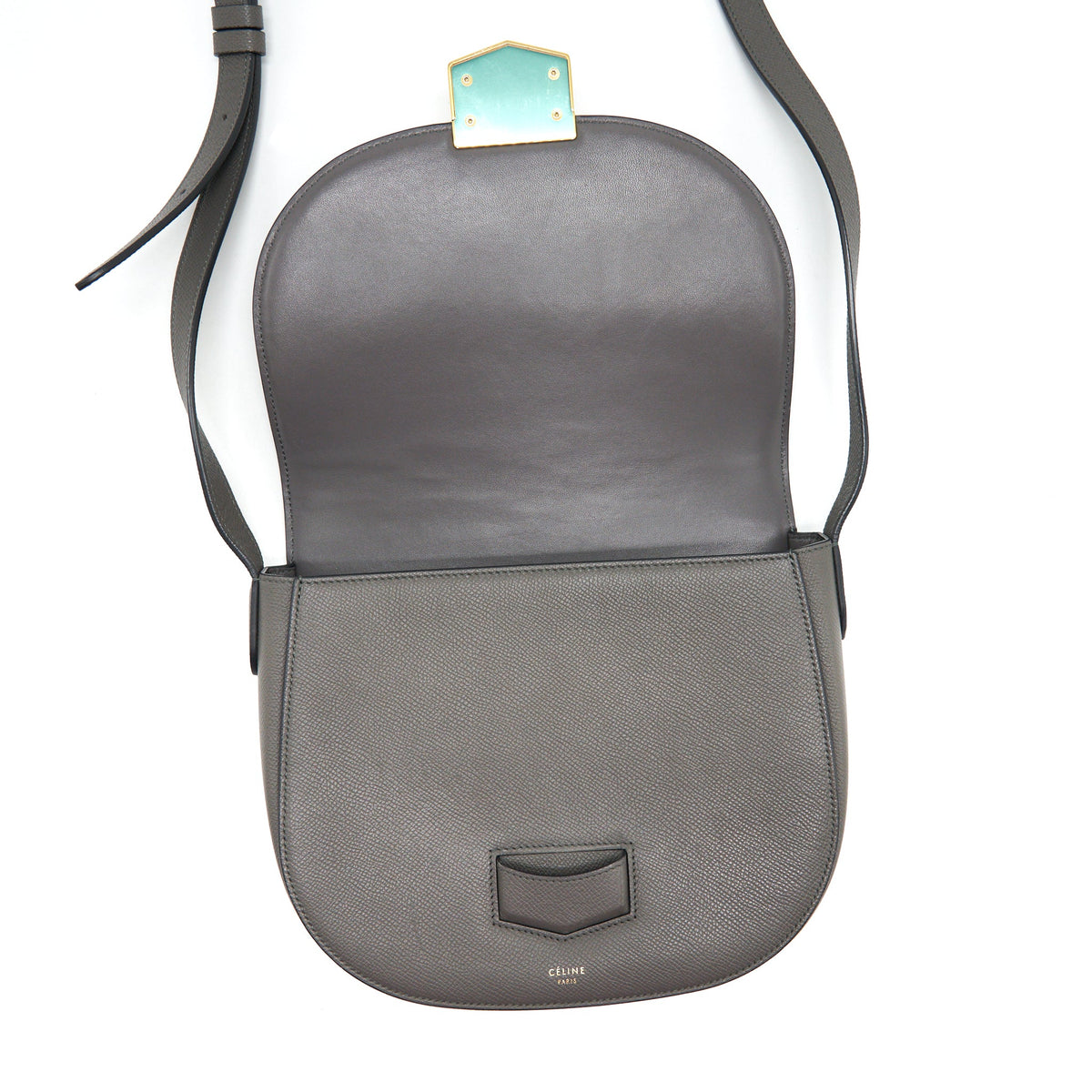 Celine Trotteur Bag Large Grained Calfskin Grey GHW