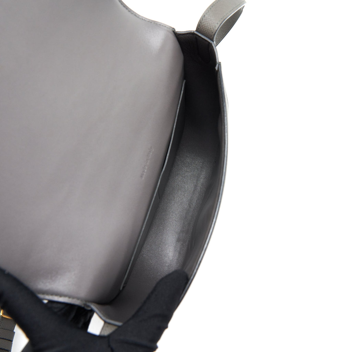 Celine Trotteur Bag Large Grained Calfskin Grey GHW