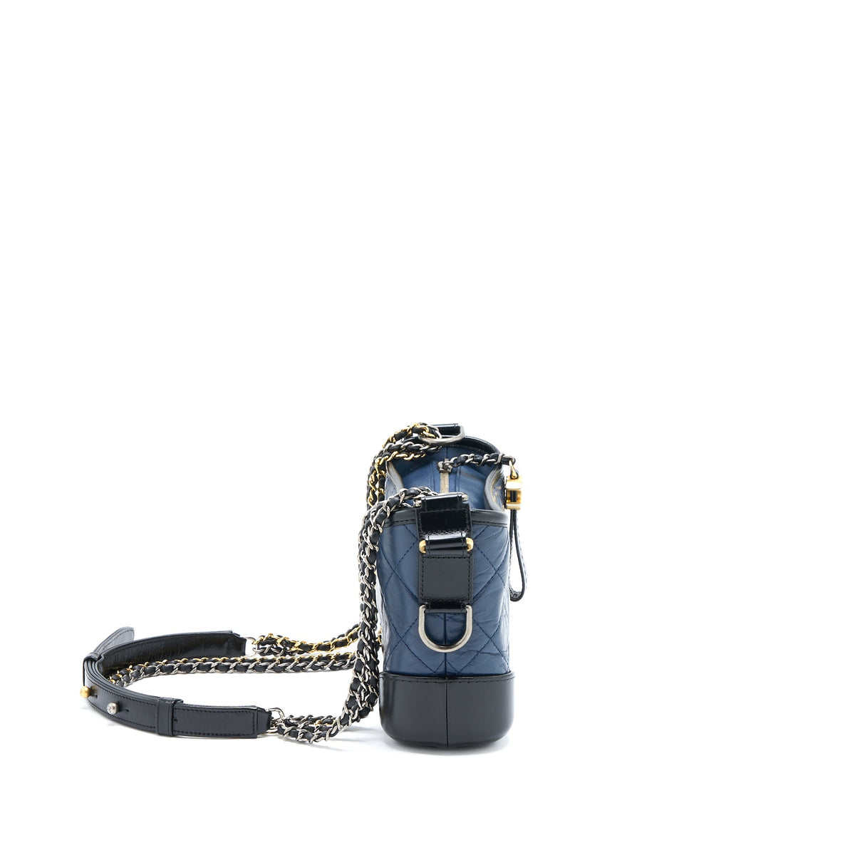 Chanel Small Gabrielle Hobo Bag Aged Calfskin Navy/Black Multicolour Hardware