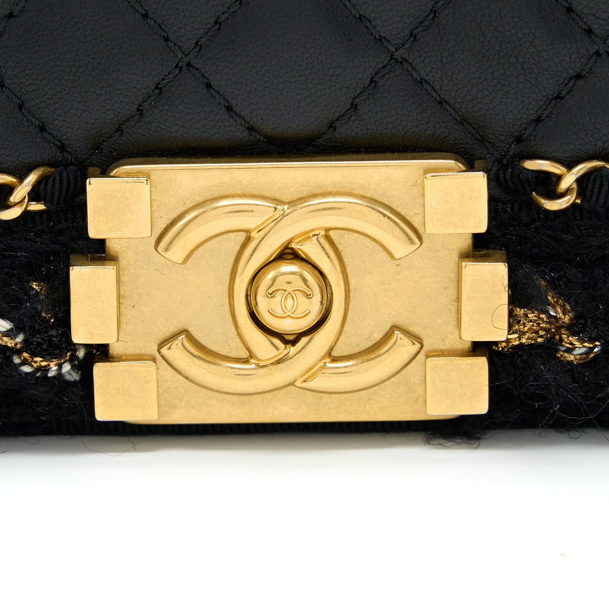Chanel Small Jacket Boy Bag Lambskin/Tweed Black GHW