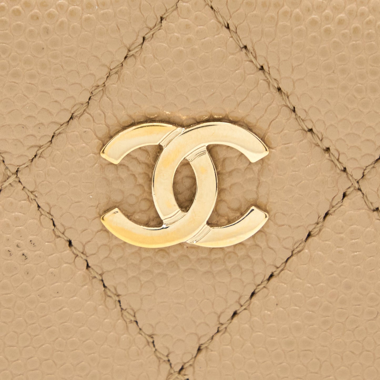 Chanel Classic  Holder Caviar Dark Beige GHW