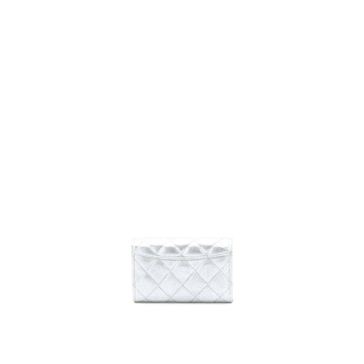 Chanel Quilted Classic Flap  Holder Lambskin Silver SHW