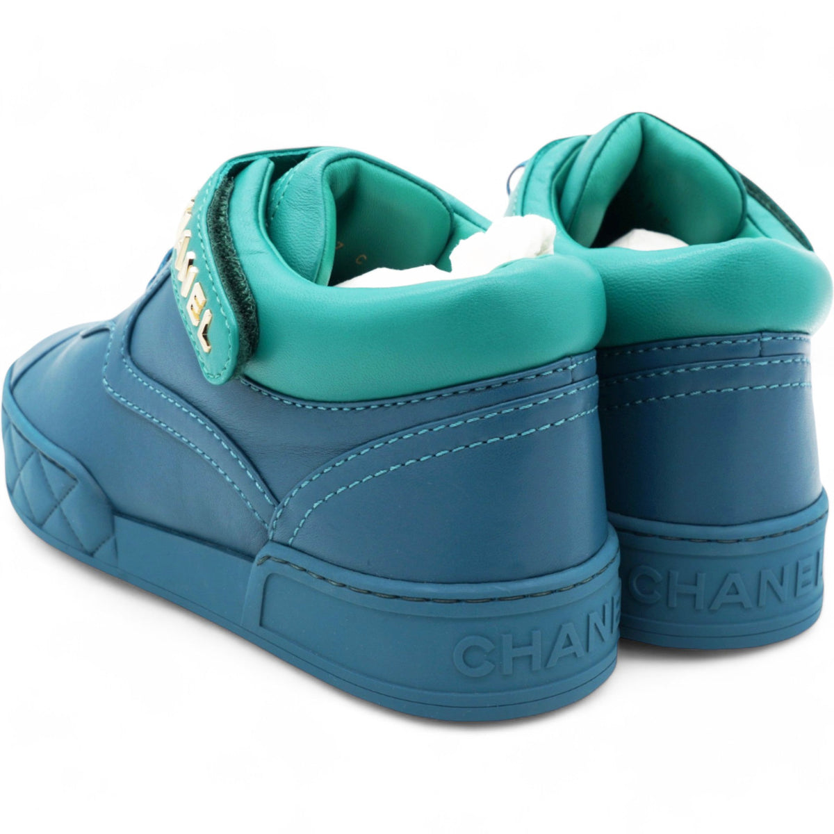 Chanel Lambskin Logo Strap Sneakers Size 37