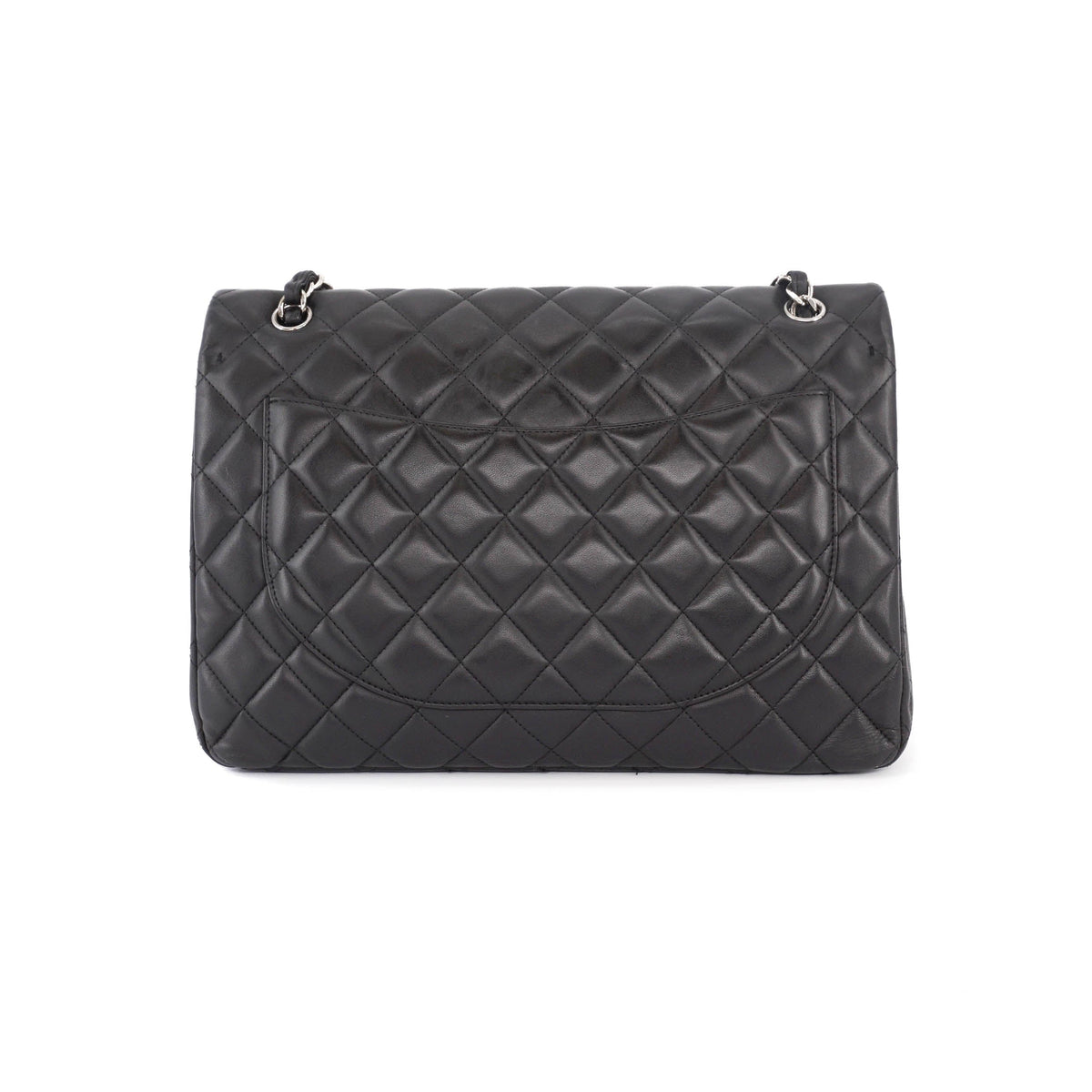 Single Flap Maxi in Black Lambskin Leather with SHW
