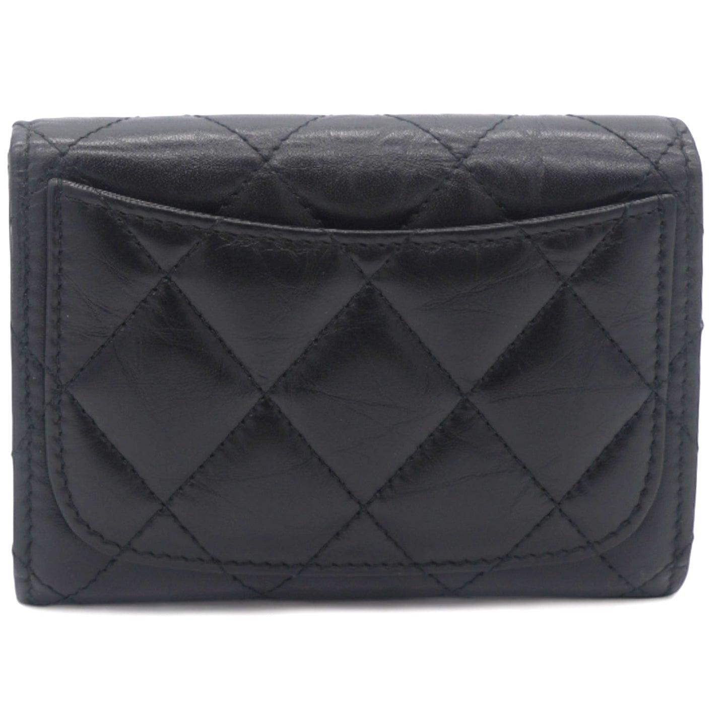 Chanel Aged Calfskin Quilted Reissue Flap Card Holder Black GHW