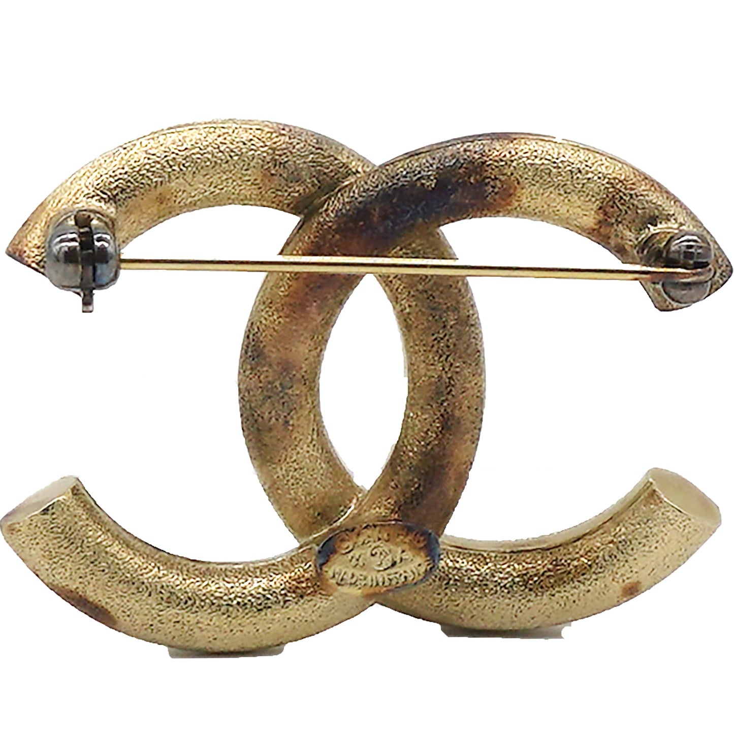 Chanel Crystal CC Brooch Gold