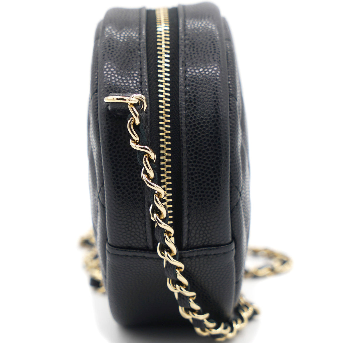 Chanel Mini Round Purse Vanity Caviar Leather Black