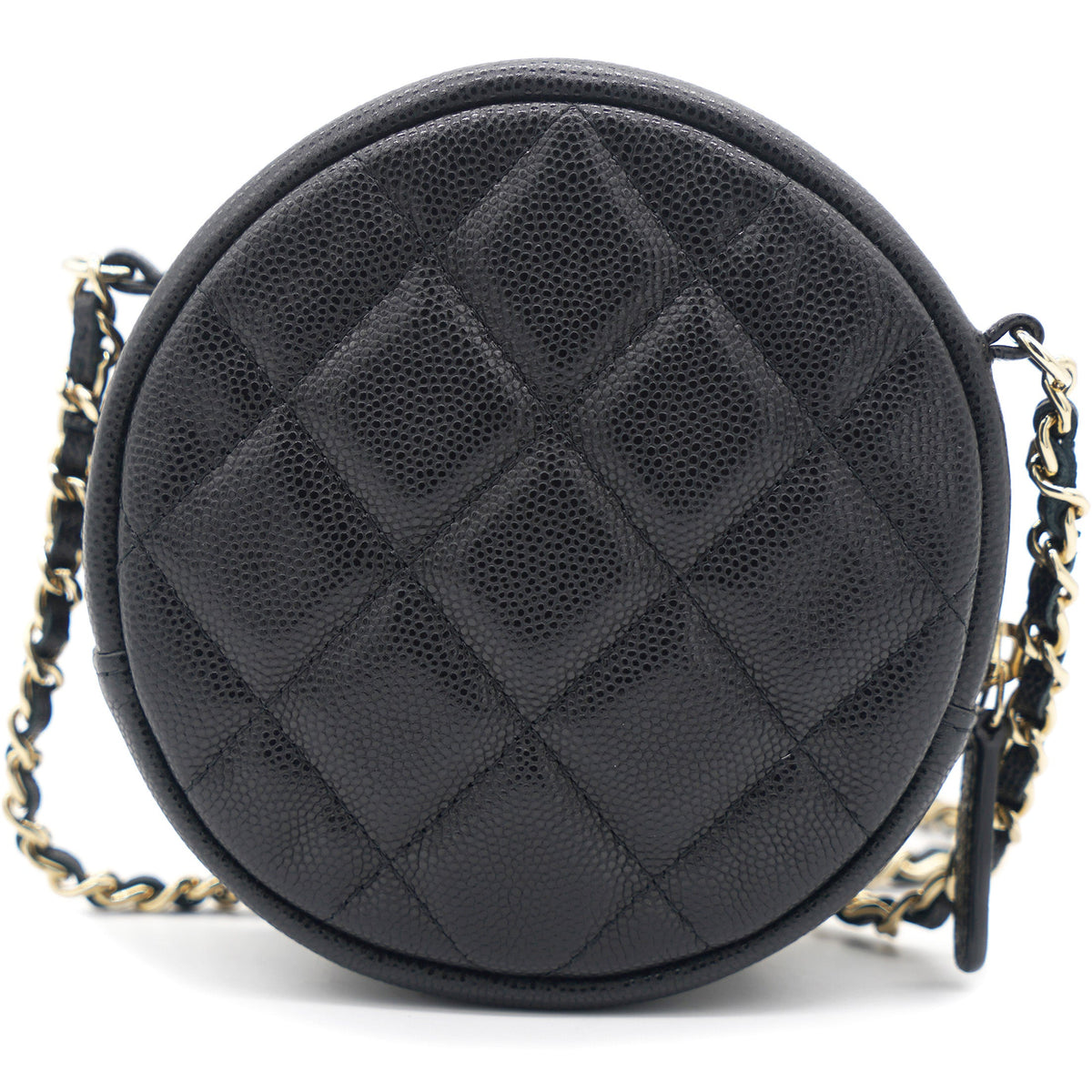 Chanel Mini Round Purse Vanity Caviar Leather Black