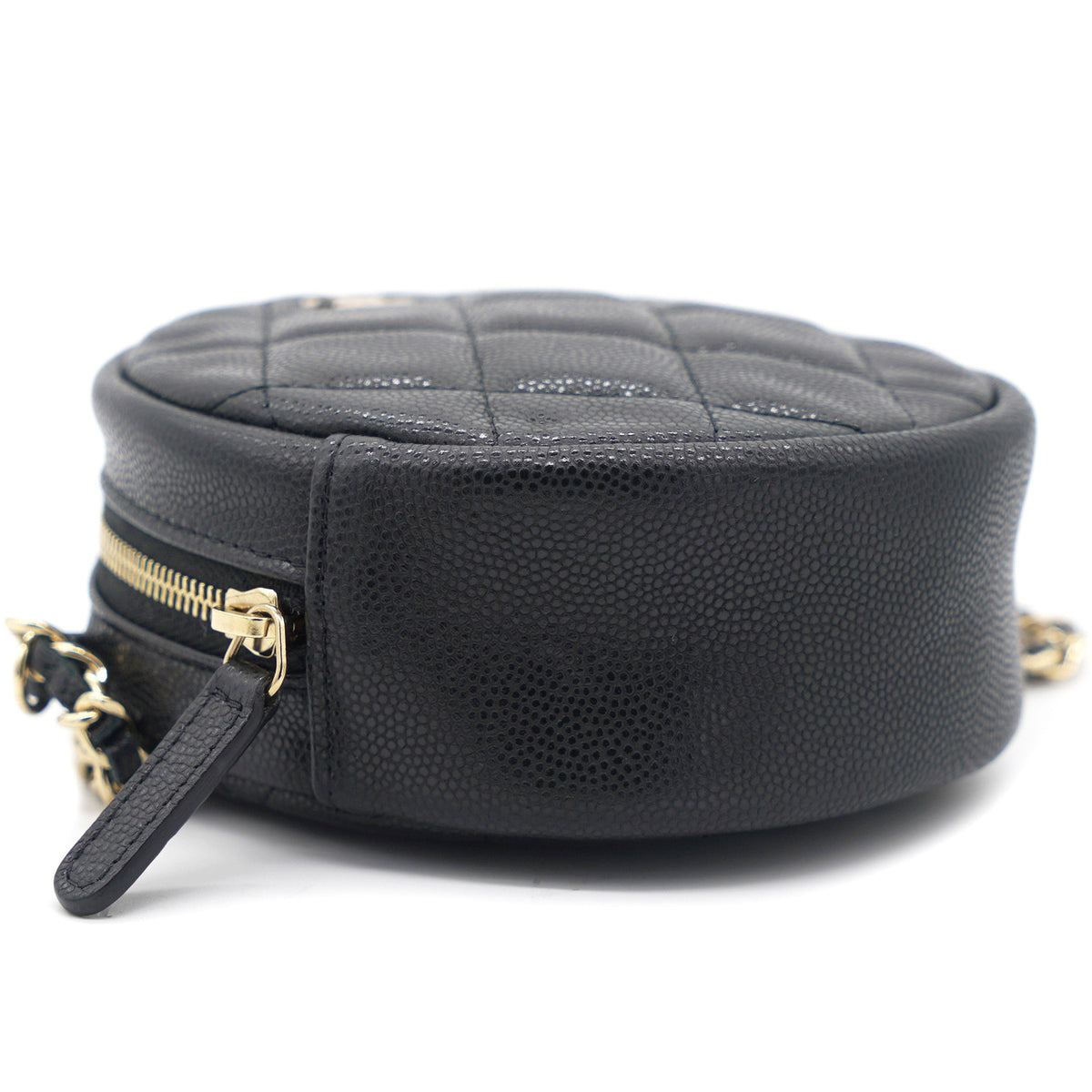 Chanel Mini Round Purse Vanity Caviar Leather Black