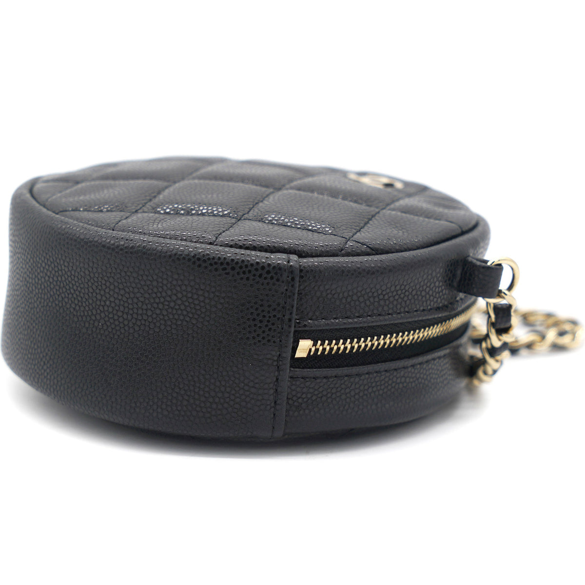 Chanel Mini Round Purse Vanity Caviar Leather Black