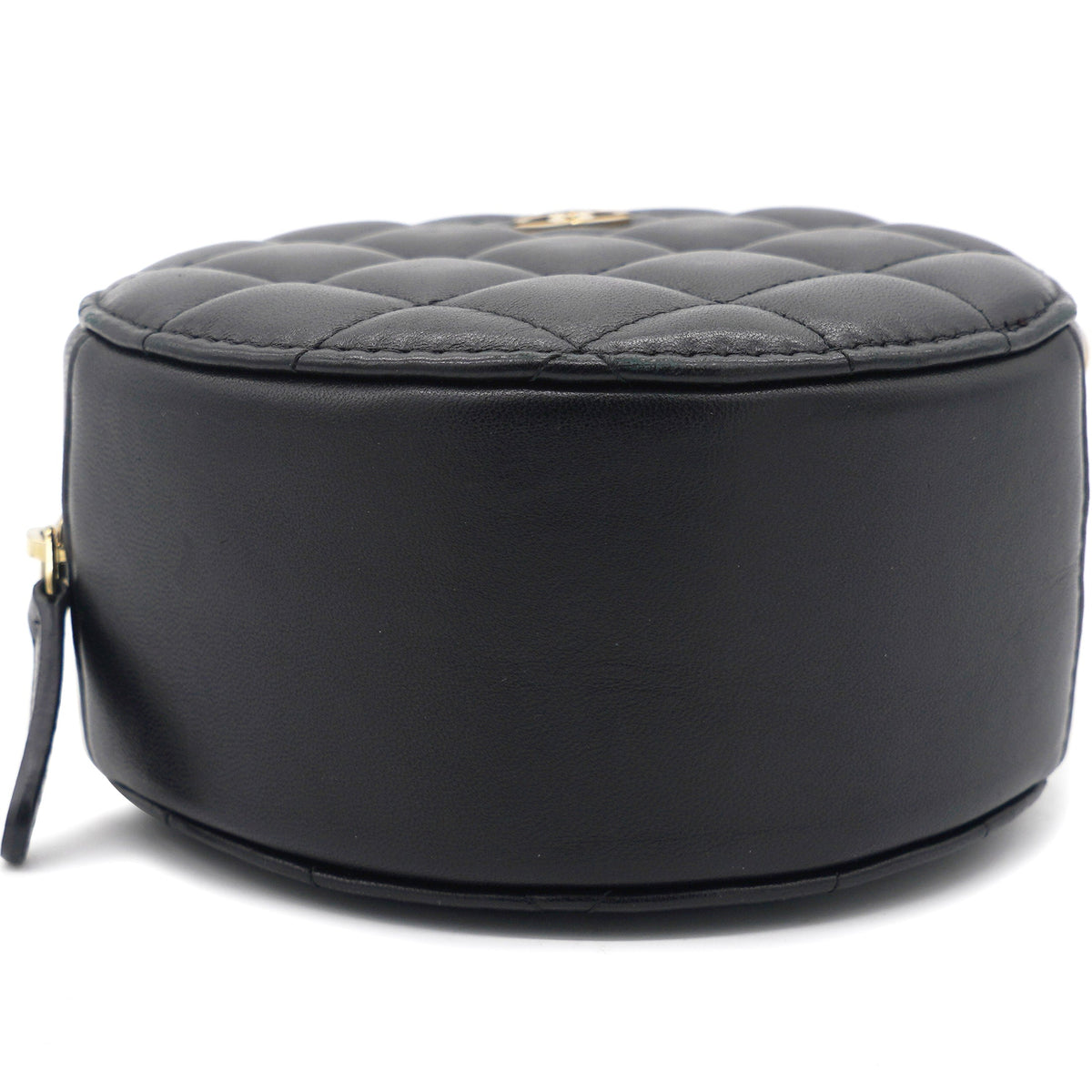 Chanel Mini Round Purse Vanity Lambskin Leather Black