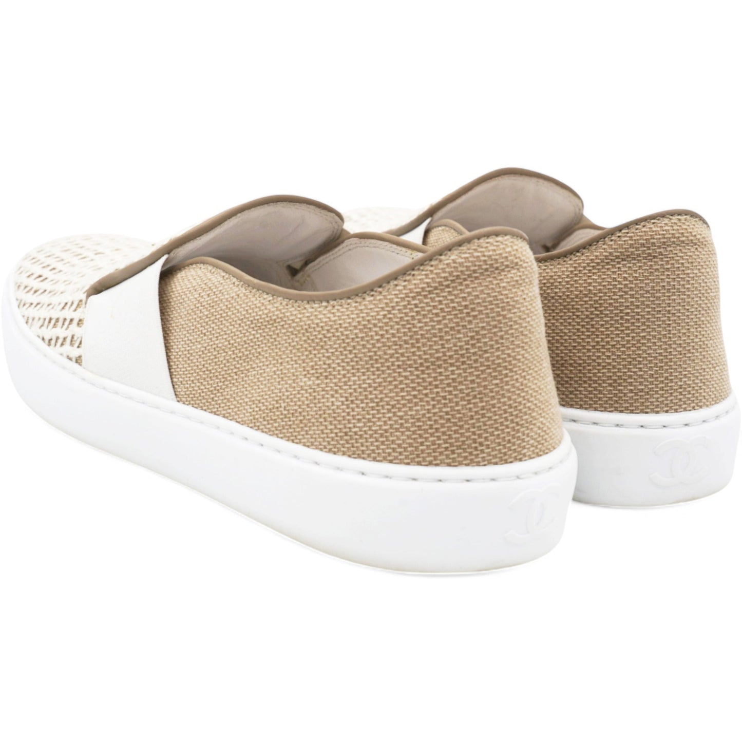 Chanel Fabric Mesh Sneakers Beige Size 37