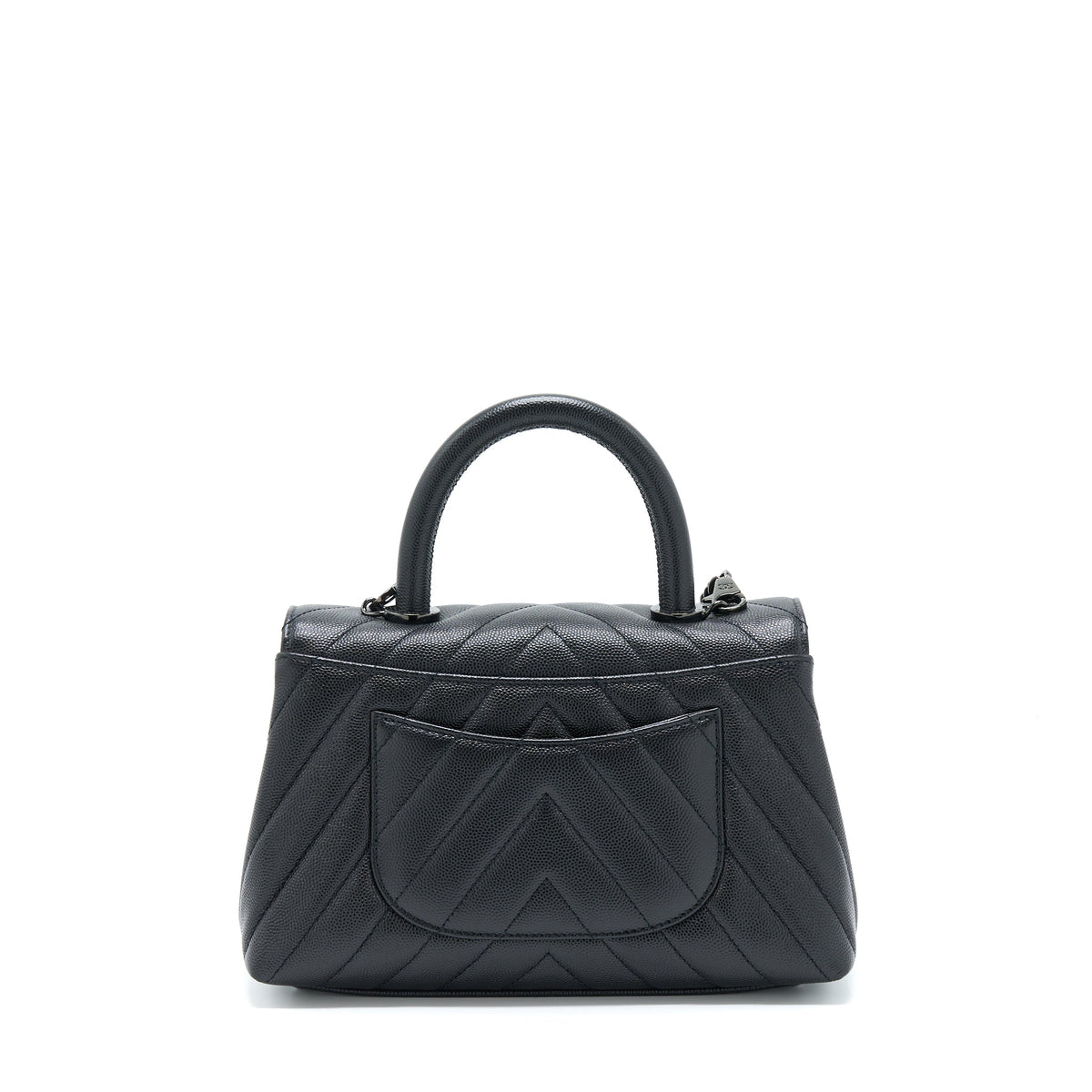 Chanel Small Coco Handle Chevron Caviar So Black