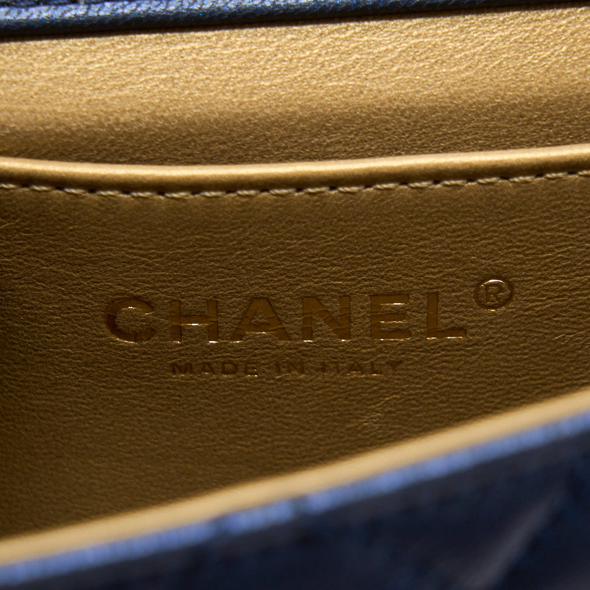 Chanel Vertical Pearl Flap Bag Lambskin Dark Blue GHW