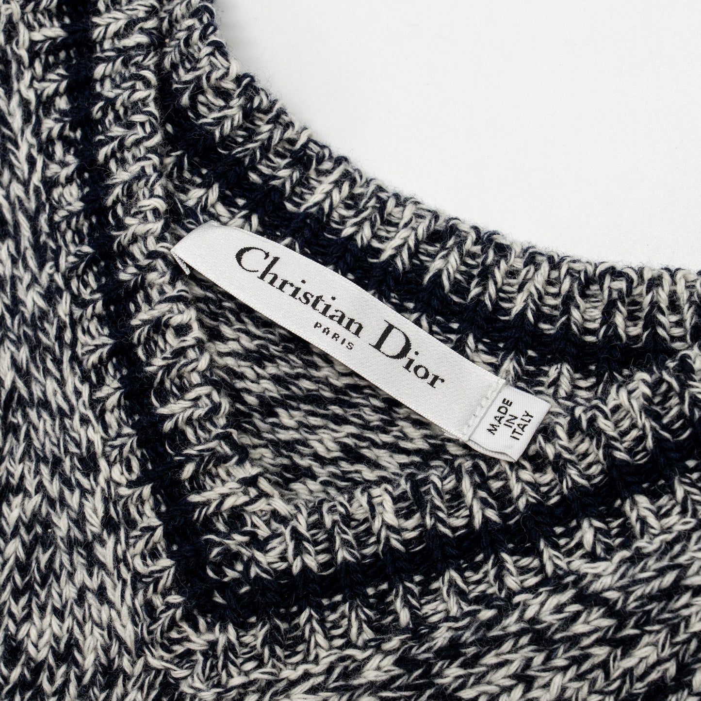 Dior Size 40 V-Neck Sweater Vest Wool/Cashmere Navy/White