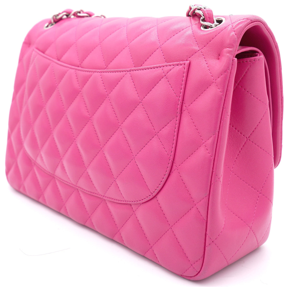 Chanel Pink Quilted Lambskin Leather Jumbo Classic Double Flap Bag