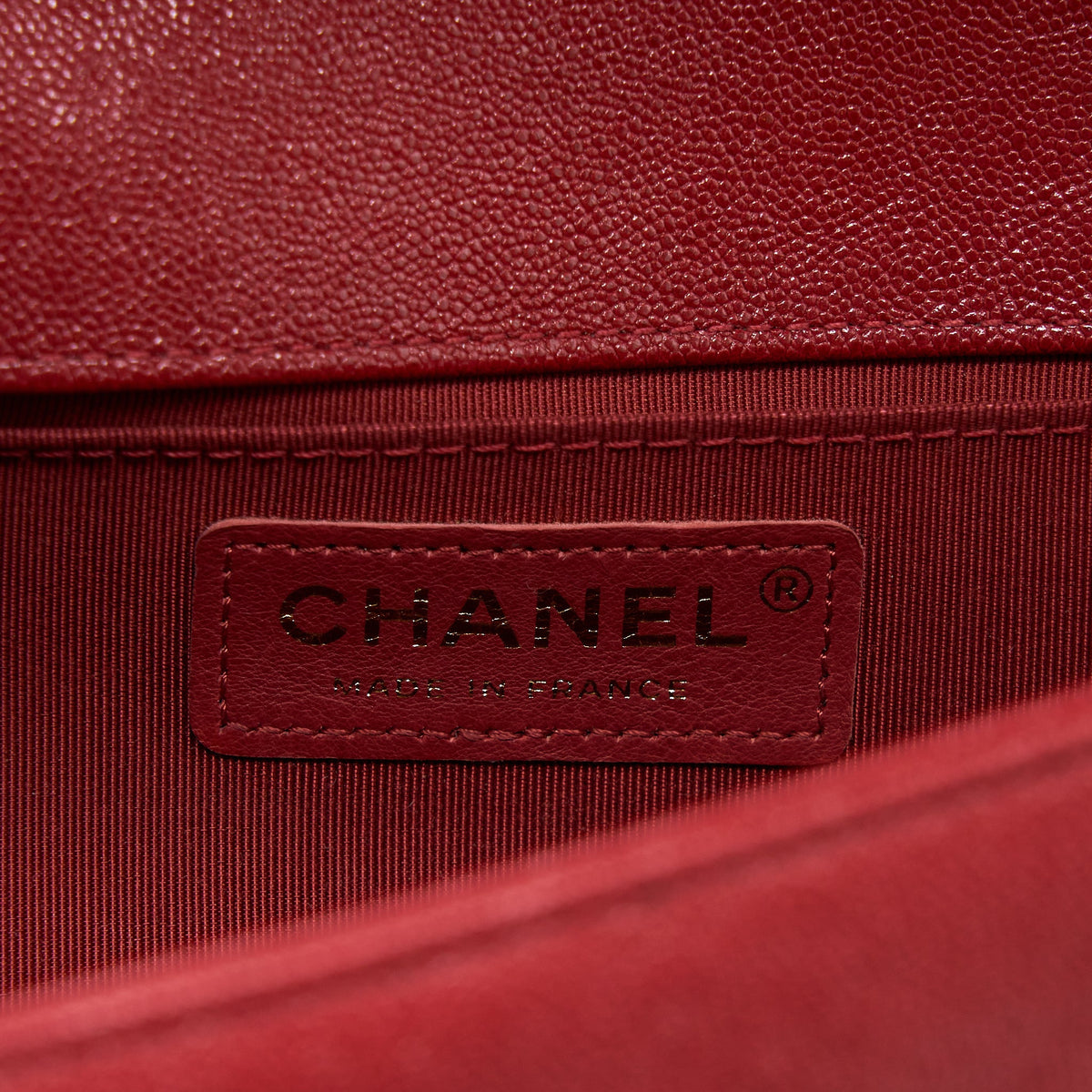 Chanel Medium Boy Bag Grained Calfskin Red Brushed GHW