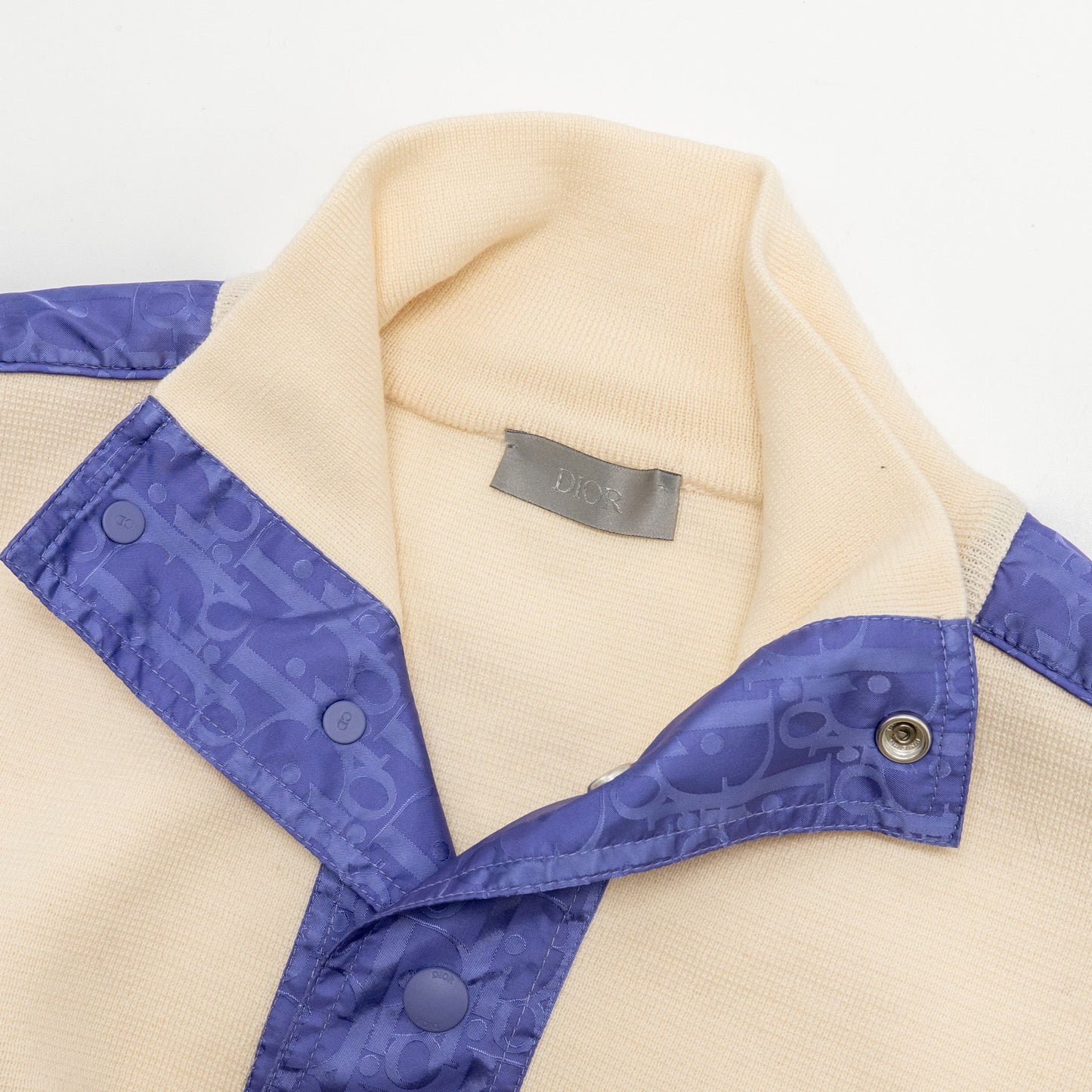 Dior Size M High Collar Sweater Virgin Wool White/Purple