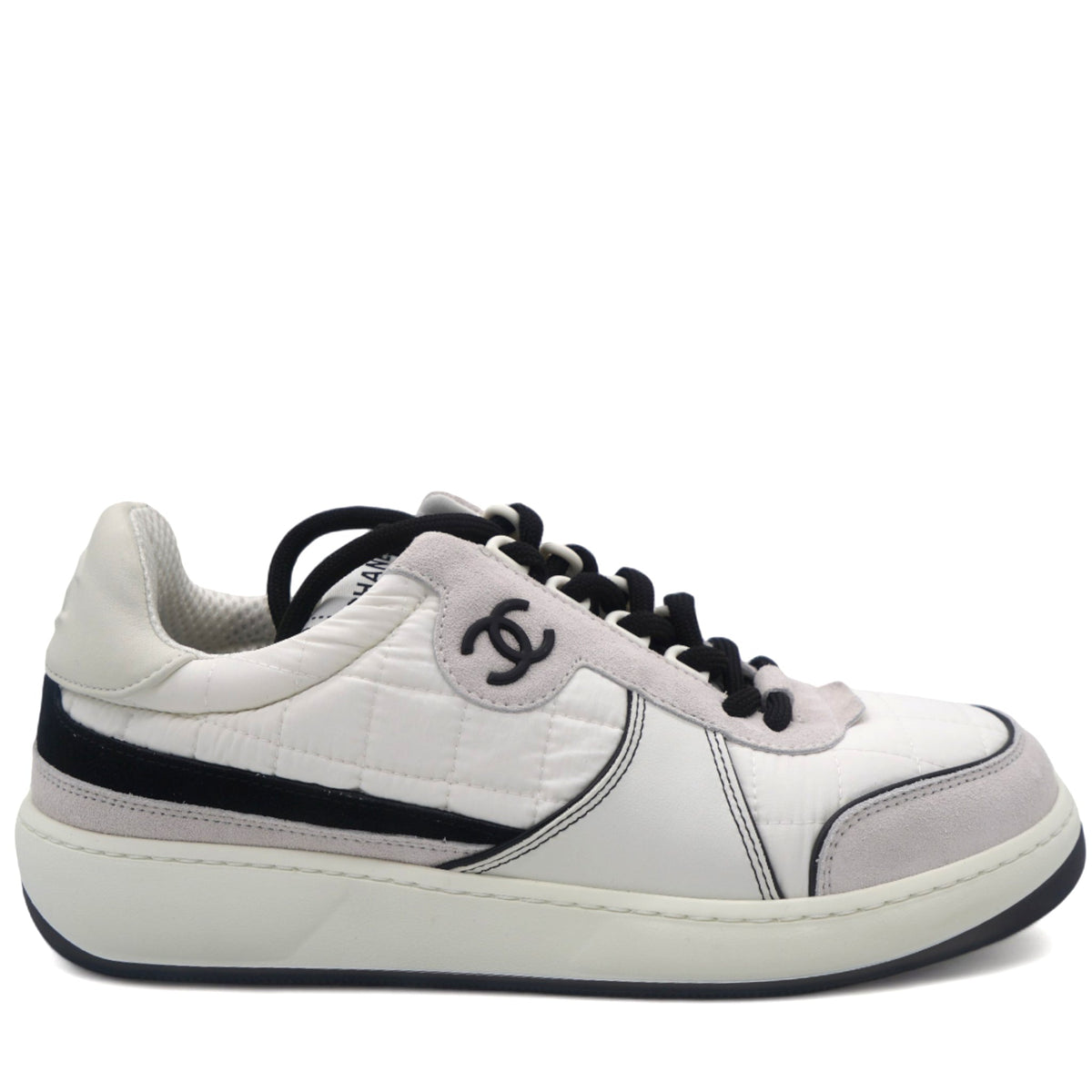 Chanel Suede Fabric Calfskin Women CC Sneakers 39