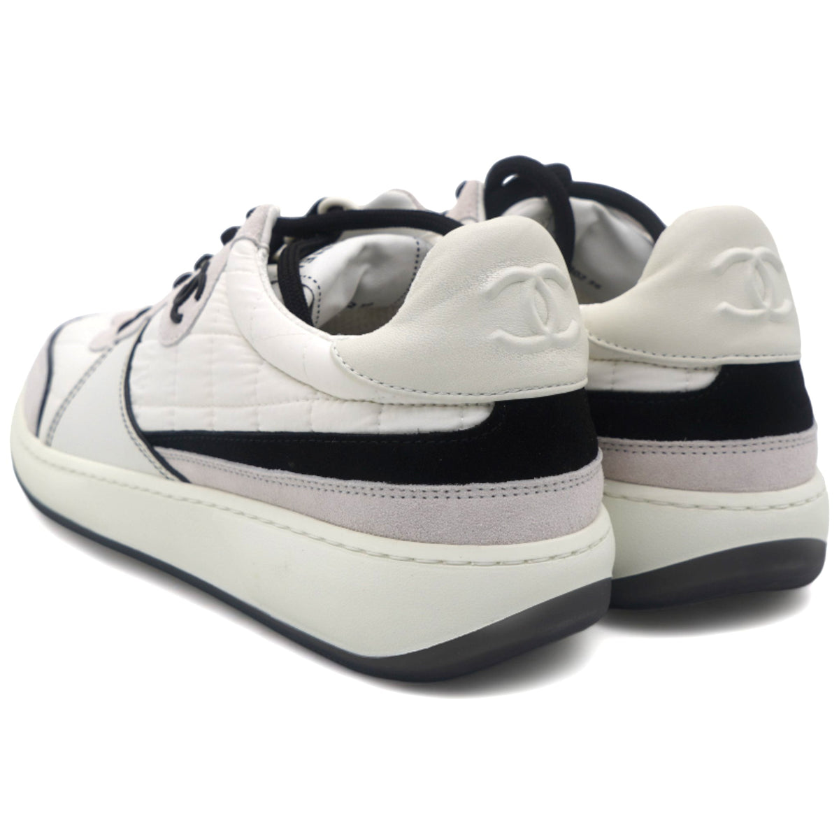 Chanel Suede Fabric Calfskin Women CC Sneakers 39
