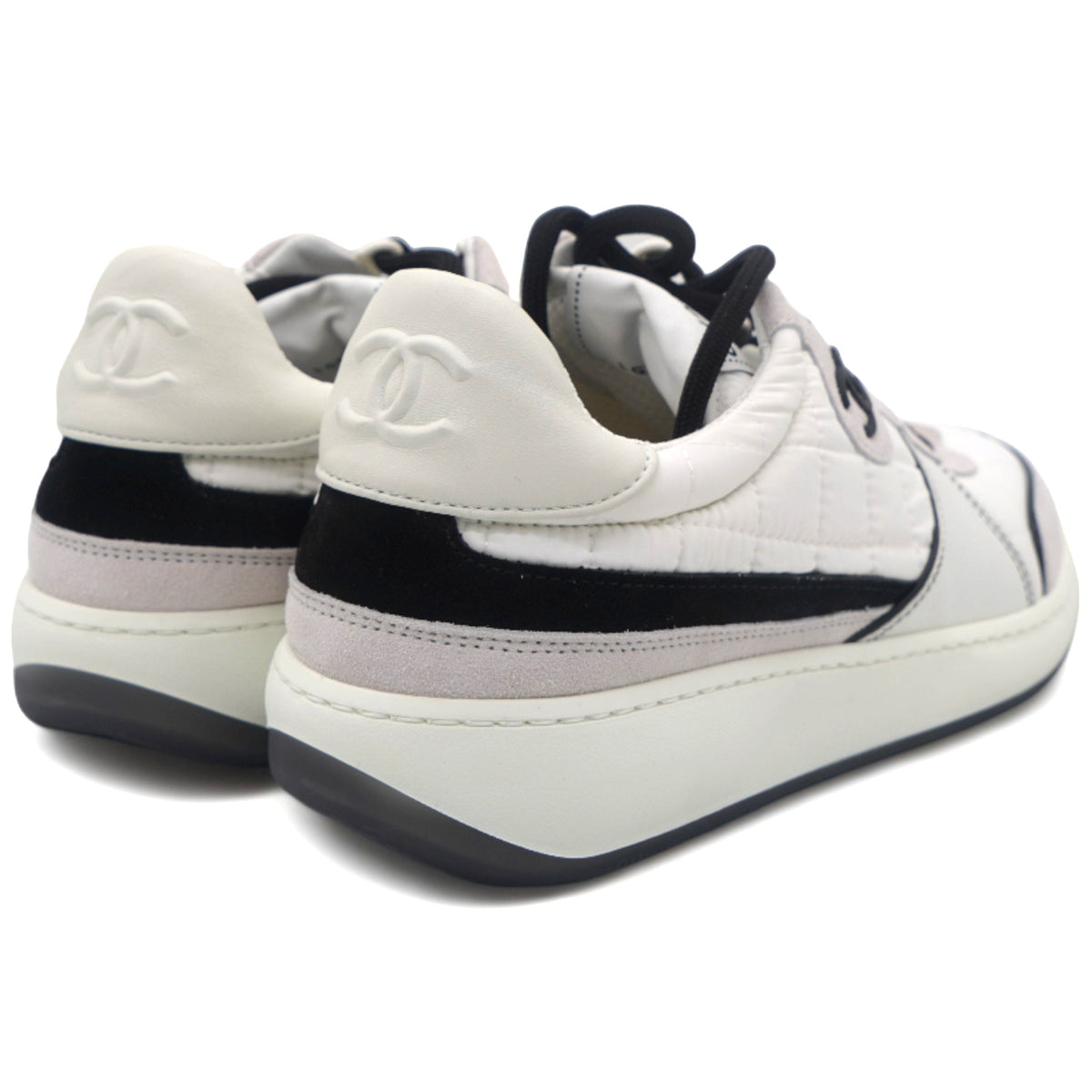 Chanel Suede Fabric Calfskin Women CC Sneakers 39