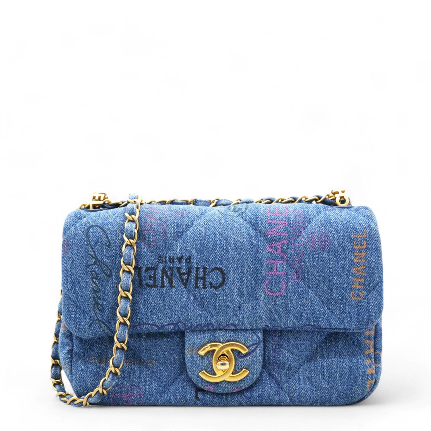 Chanel Denim Quilted Mini Denim Mood Rectangular Flap Blue Multicolor