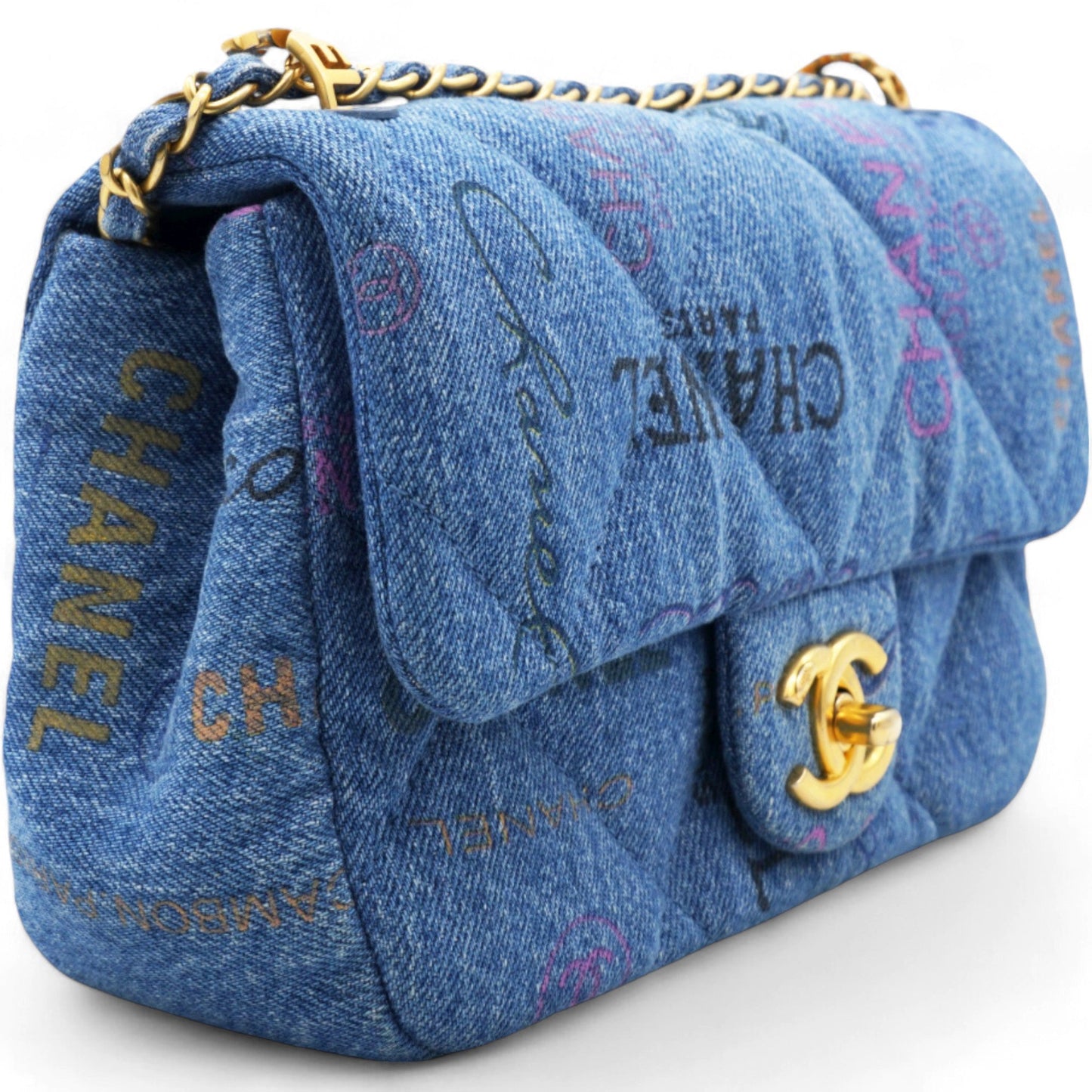 Chanel Denim Quilted Mini Denim Mood Rectangular Flap Blue Multicolor