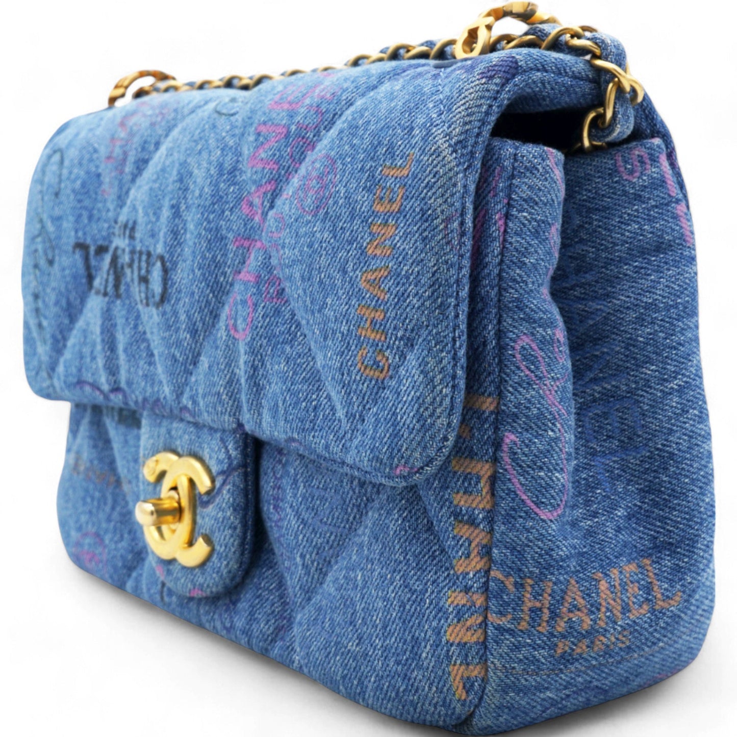 Chanel Denim Quilted Mini Denim Mood Rectangular Flap Blue Multicolor