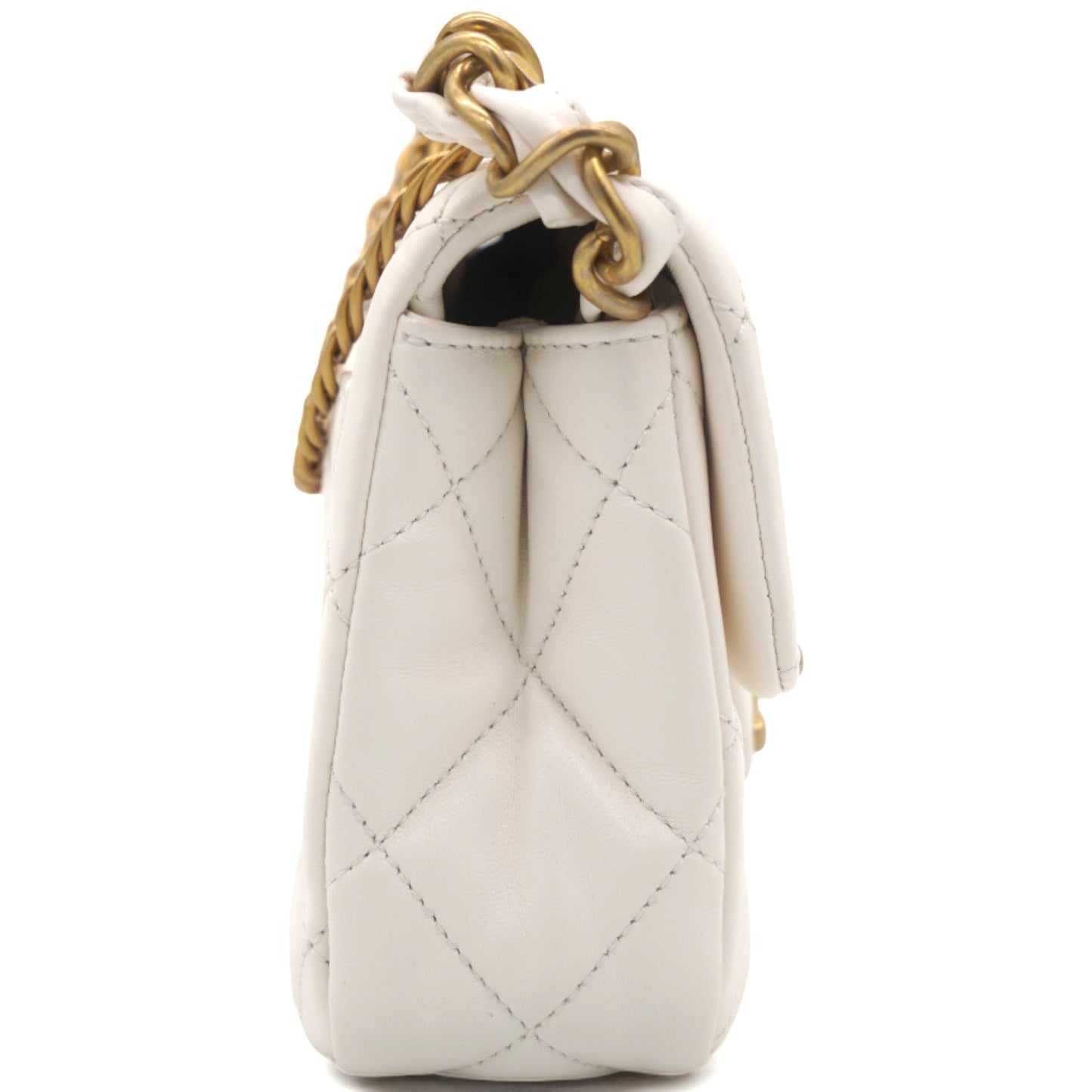 Chanel White Mini Quilted Single Flap Bag Shoulder Bag 23s
