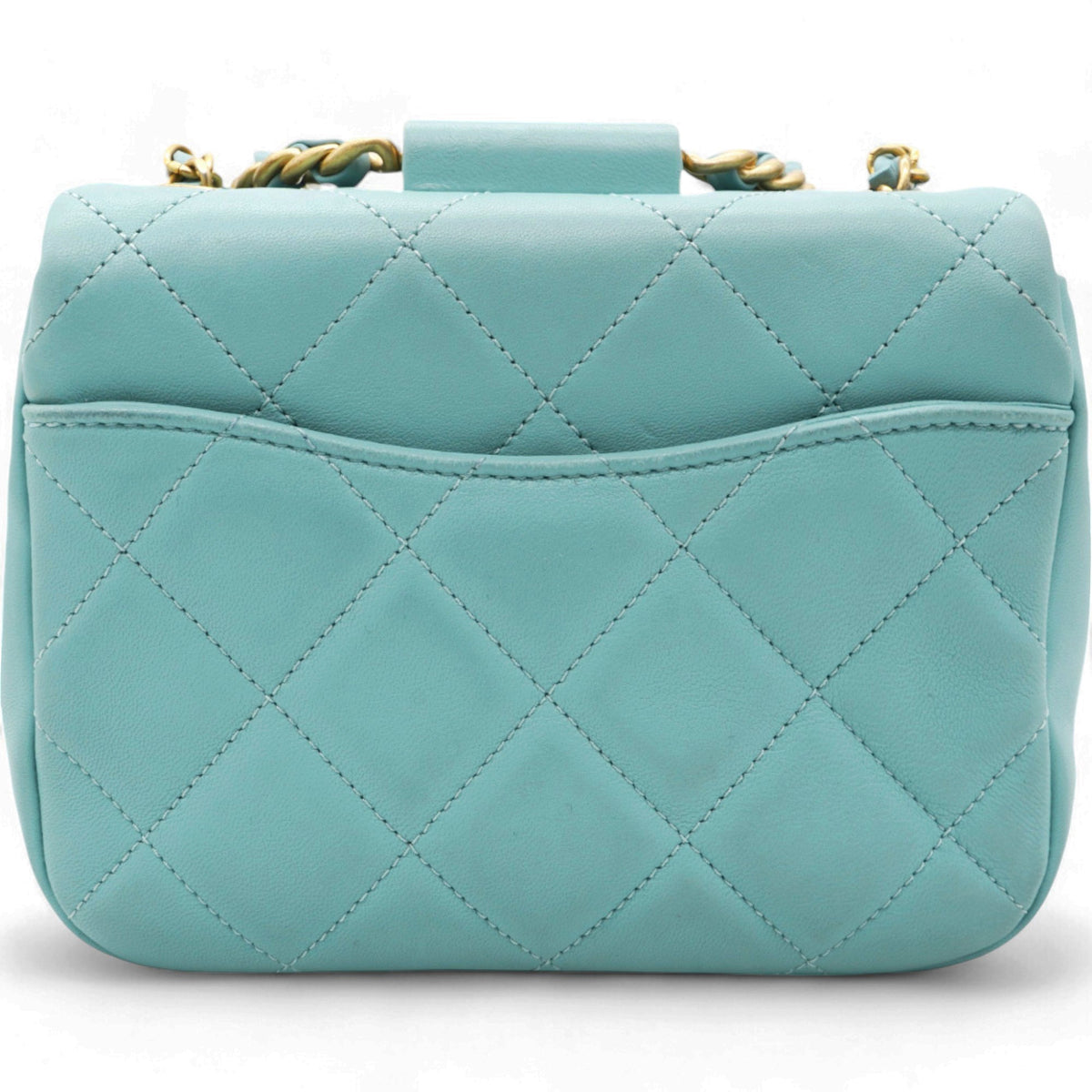 Chanel Pale Blue Quilted Lambskin In The Loop Top Handle Mini Flap Bag