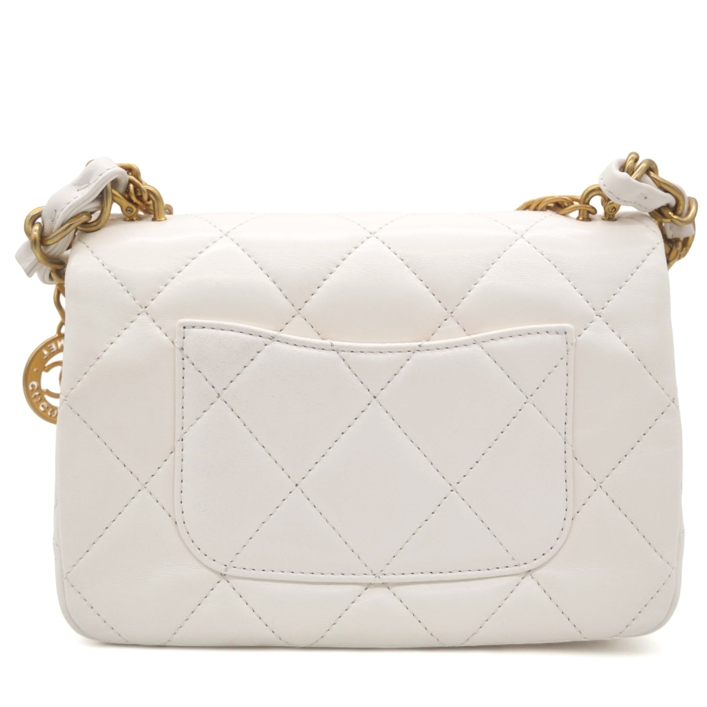 Chanel White Mini Quilted Single Flap Bag Shoulder Bag 23s