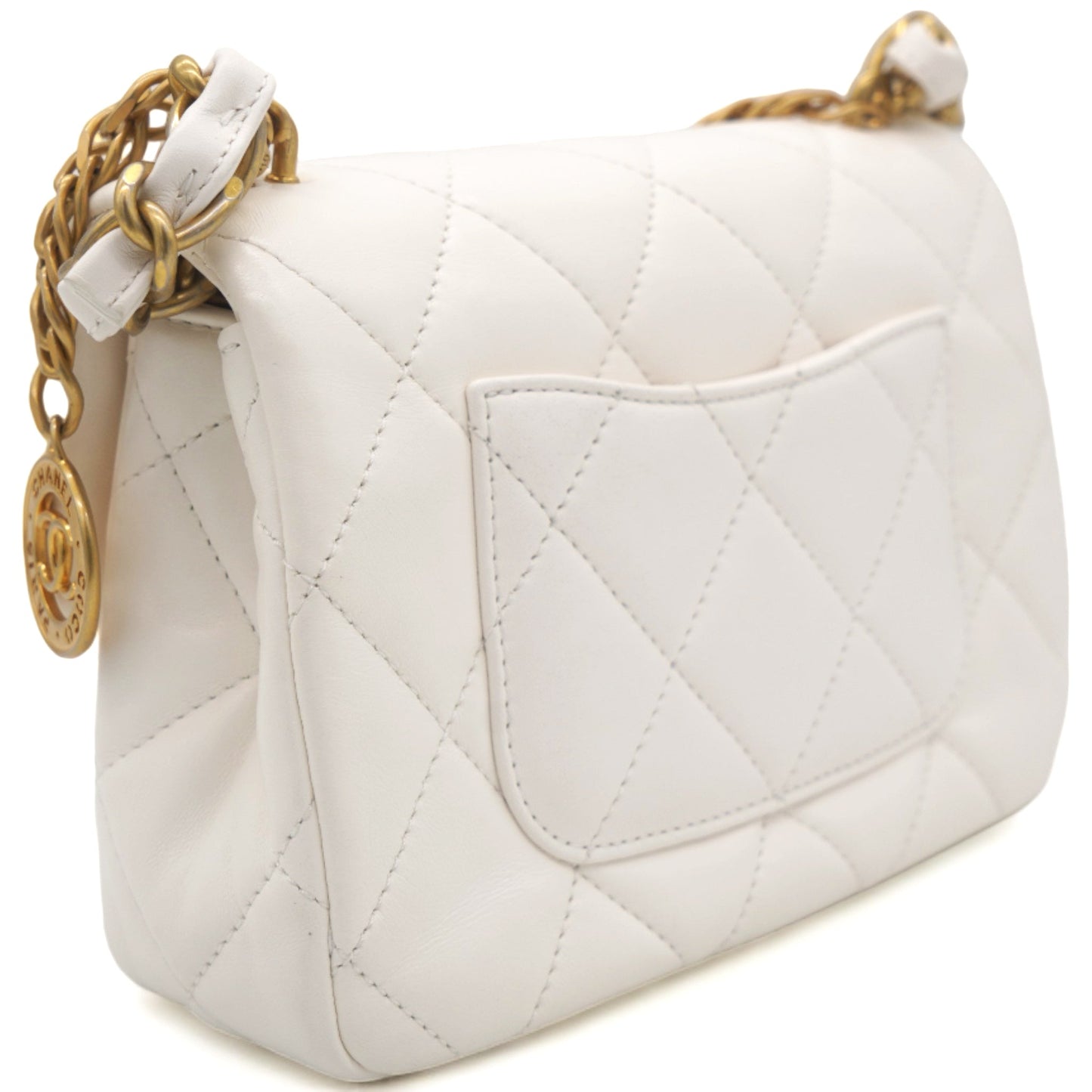 Chanel White Mini Quilted Single Flap Bag Shoulder Bag 23s