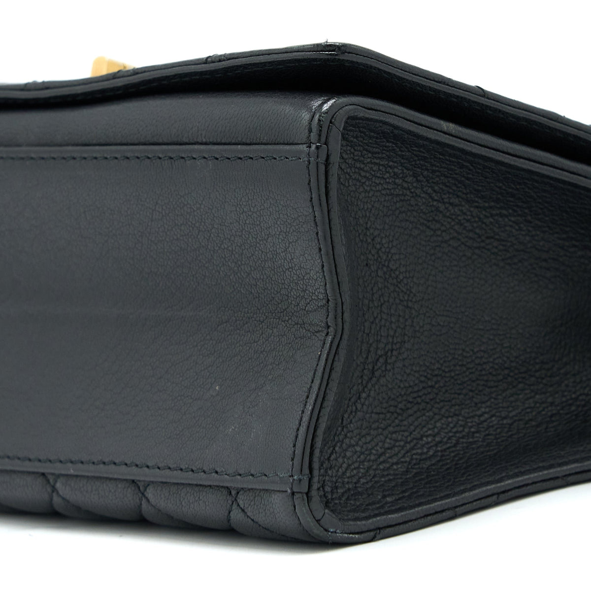 Chanel Rita Top Handle Flap Bag Grained Goatskin Black Brushed GHW
