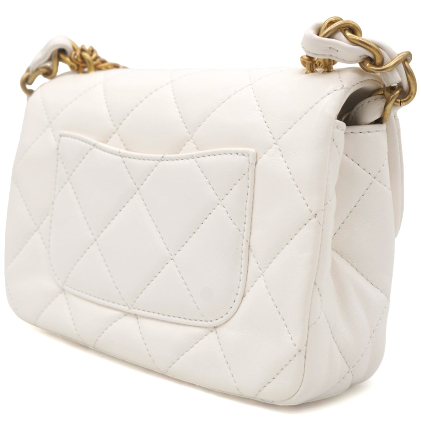 Chanel White Mini Quilted Single Flap Bag Shoulder Bag 23s
